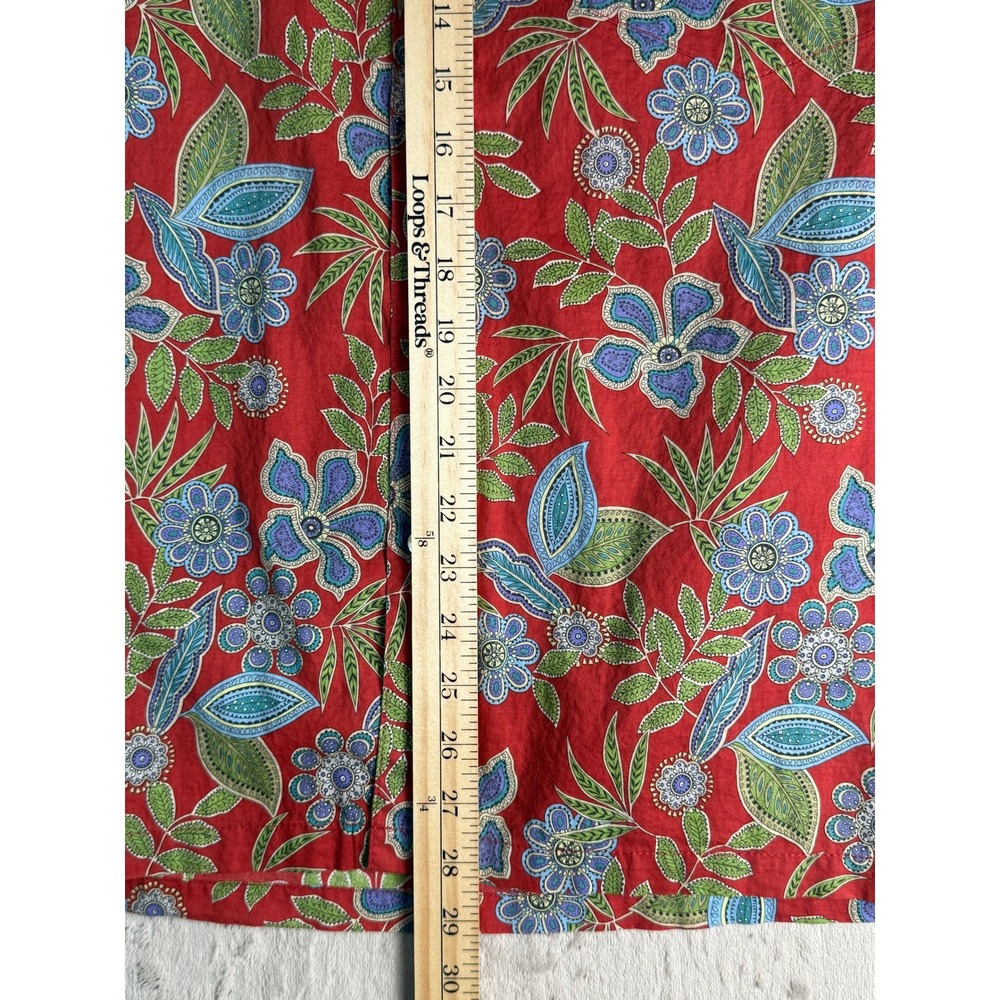 Tori Richard Button Down Shirt Mens M Red Floral Cotton Lawn Hawaii 0300 1922 EX - Picture 6 of 8